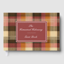 Aangepast gastenboek Gingham-stijl vakantieverhuur