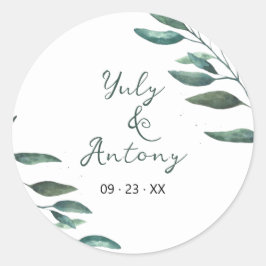 Aangepast Gebladerte Botanisch Organisch Groen Ronde Sticker