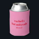 Aangepast geblazen typografie Roze Matig Bat Mitzv Blikjeskoeler<br><div class="desc">Custom Bold Typography Bright Pink en Red Modern Bat Mitzvah Koelbox</div>