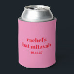 Aangepast geblazen typografie Roze Matig Bat Mitzv Blikjeskoeler<br><div class="desc">Custom Bold Typography Bright Pink en Red Modern Bat Mitzvah Koelbox</div>