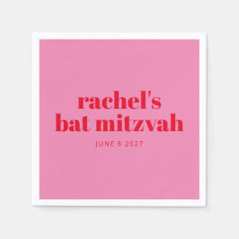 Aangepast geblazen typografie Roze Matig Bat Mitzv Servet