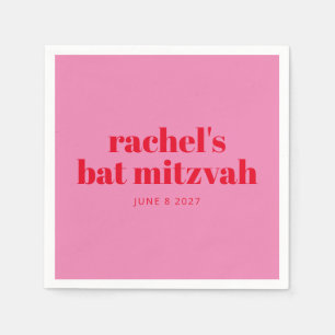 Aangepast geblazen typografie Roze Matig Bat Mitzv Servet