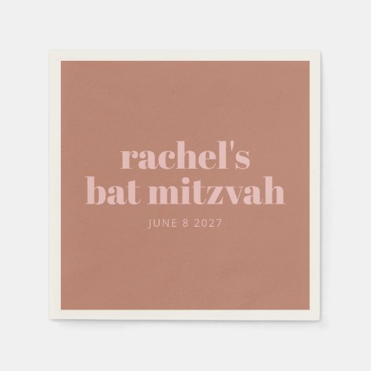 Aangepast gebold Typografie Terracotta Pink Bat Mi Servet (Voorkant)