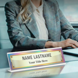 Aangepast geborsteld goud | Professioneel modern Bureau Naambordje