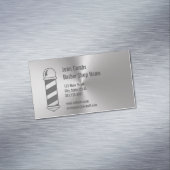 Aangepast geborsteld metaal Zoek Barber Magnetisch Visitekaartje (Voorbeeld)