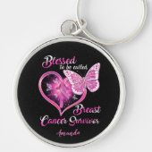Aangepast geborsteld om borstkankeroverlevende te sleutelhanger (Voorkant)