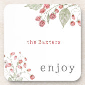 Aangepast gebruik van botafereelroze bessen bier onderzetter (Voorkant)