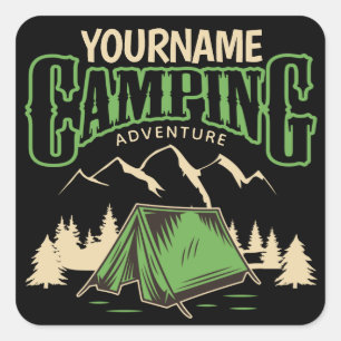 Aangepast gebruik van Camp Trip Adventure voor Cam Vierkante Sticker
