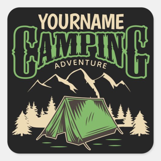 Aangepast gebruik van Camp Trip Adventure voor Cam Vierkante Sticker (Voorkant)