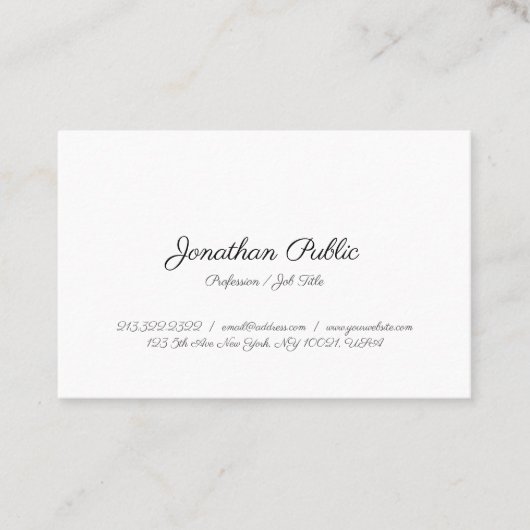 Aangepast gecalligrafeerde elegante moderne eenvou visitekaartje (Voorkant)