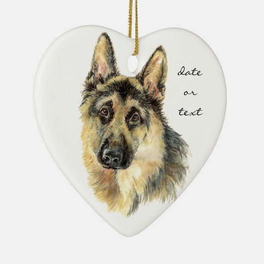 Aangepast gedateerd Duits herder, hond, huisdier Keramisch Ornament (Rechts)