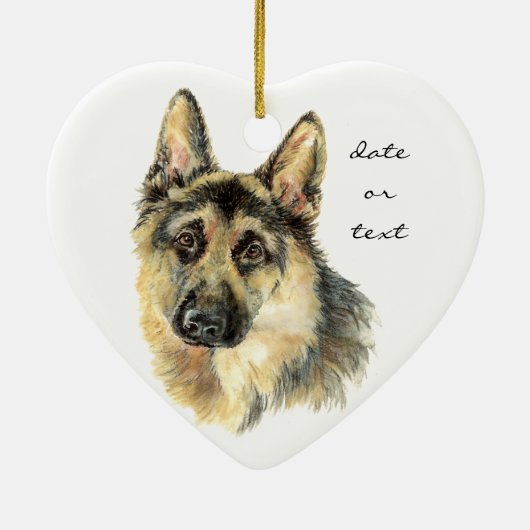 Aangepast gedateerd Duits herder, hond, huisdier Keramisch Ornament (Achterkant)