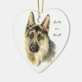 Aangepast gedateerd Duits herder, hond, huisdier Keramisch Ornament (Links)