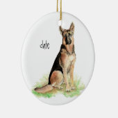 Aangepast gedateerd Duits herder, hond, huisdier Keramisch Ornament (Rechts)