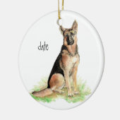 Aangepast gedateerd Duits herder, hond, huisdier Keramisch Ornament (Links)