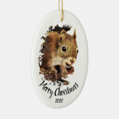 Aangepast gedateerd dun eekhoorntje die vrolijk ke keramisch ornament (Rechts)