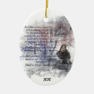 Aangepast gedateerd Edgar Allan Poe de Raven Poem  Keramisch Ornament