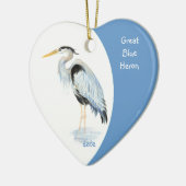Aangepast gedateerd Great Blue Heron Waterverf Bir Keramisch Ornament (Links)