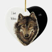 Aangepast gedateerd Ik hou van Wolven, Waterverf D Keramisch Ornament (Achterkant)