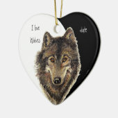 Aangepast gedateerd Ik hou van Wolven, Waterverf D Keramisch Ornament (Links)