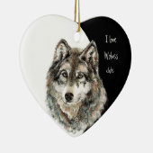 Aangepast gedateerd Ik hou van Wolven, Waterverf D Keramisch Ornament (Rechts)