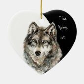 Aangepast gedateerd Ik hou van Wolven, Waterverf D Keramisch Ornament (Achterkant)