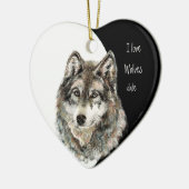 Aangepast gedateerd Ik hou van Wolven, Waterverf D Keramisch Ornament (Links)