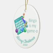 Aangepast gedateerd kerstfeest met Bingo Quote Keramisch Ornament (Links)