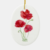 Aangepast gedateerd, rode Waterverf-papaverventila Keramisch Ornament (Voorkant)