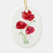 Aangepast gedateerd, rode Waterverf-papaverventila Keramisch Ornament (Achterkant)