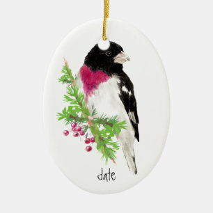 Aangepast gedateerd Roos Breukbek, vogeldier Keramisch Ornament