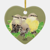 Aangepast gedateerd, Western Kingbird, Cuddling Bi Keramisch Ornament (Voorkant)