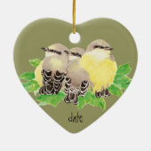 Aangepast gedateerd, Western Kingbird, Cuddling Bi Keramisch Ornament (Achterkant)