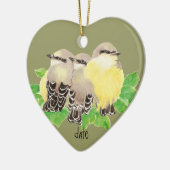 Aangepast gedateerd, Western Kingbird, Cuddling Bi Keramisch Ornament (Links)