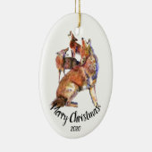 Aangepast gedateerde feestdagen voor coyotes keramisch ornament (Rechts)