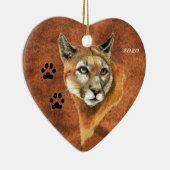 Aangepast, gedecimeerde Cougar, Puma, Mountain Lio Keramisch Ornament (Rechts)