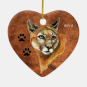 Aangepast, gedecimeerde Cougar, Puma, Mountain Lio Keramisch Ornament (Achterkant)