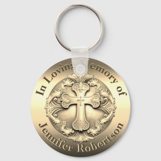 Aangepast gedenkteken met Cross-Sleutelhanger Sleutelhanger (Voorkant)