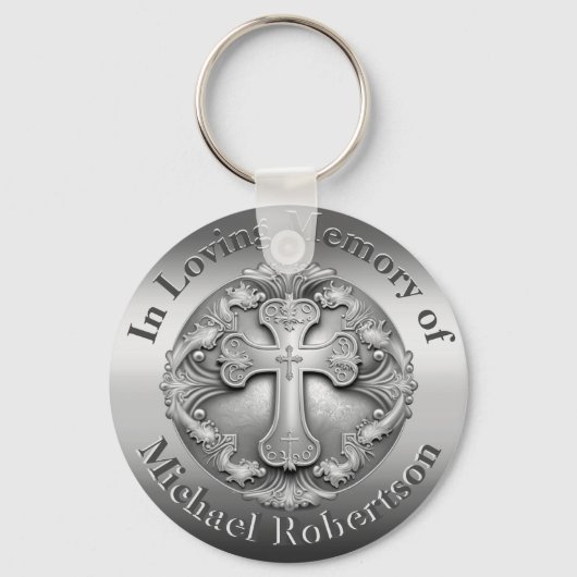 Aangepast gedenkteken met Cross-Sleutelhanger Sleutelhanger (Voorkant)