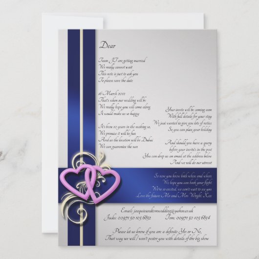 Aangepast gedicht Opslaan Datum Save The Date (Voorkant)