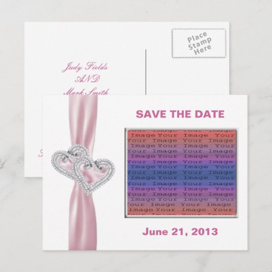 Aangepast geeft roze lint op het Briefkaart Datum (Voorkant / Achterkant)