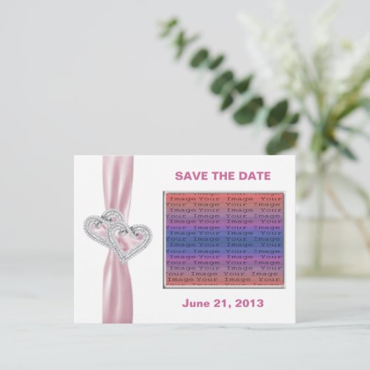 Aangepast geeft roze lint op het Briefkaart Datum (Staand voorkant)