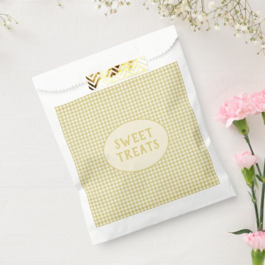 Aangepast  Geel Checkerboard Patroon Bedankzakje (Gezegeld)