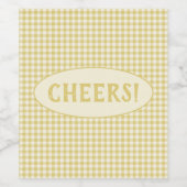 Aangepast Geel Checkerboard Patroon Wijn Etiket (Enkel label)