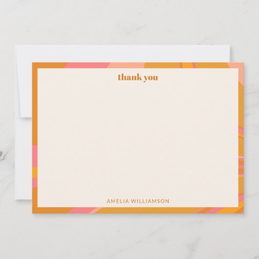 Aangepast Geel Oranje Roze Marmer Bruidsdouche Bedankkaart (Voorkant)