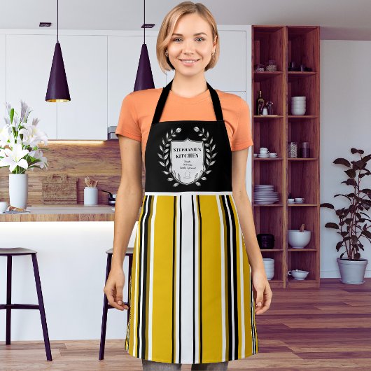 Aangepast Geel Wit Zwart Strepen Keuken Schort
