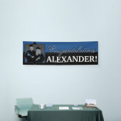 Aangepast gefeliciteerd afstuderen blauwe banner (Beurs)