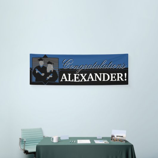 Aangepast gefeliciteerd afstuderen blauwe banner (Beurs)