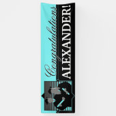 Aangepast gefeliciteerd afstuderen blauwgroen bann spandoek (Verticaal)