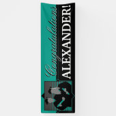 Aangepast gefeliciteerd afstuderen blauwgroen bann spandoek (Verticaal)